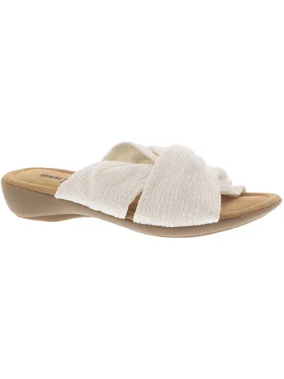 Minnetonka Sarong Womens Criss-cross Front Slip On Slide Sandals In White