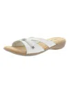 Minnetonka Siesta Womens Leather Braided Slide Sandals In White