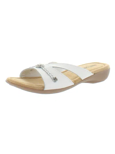 Minnetonka Siesta Womens Leather Braided Slide Sandals In White