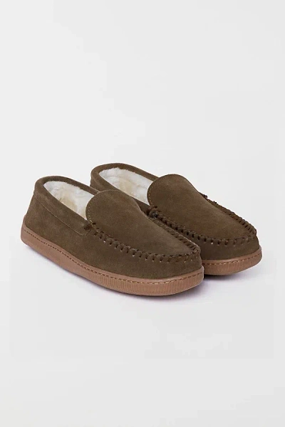 Minnetonka Suede Hardsole Venetian Slippers In Autumn Brown, Men's At Urban Outfitters In Black