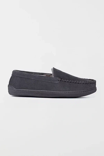 Minnetonka Suede Hardsole Venetian Slippers In Charcoal, Men's At Urban Outfitters In Blue