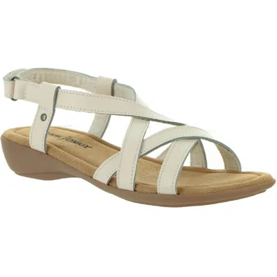 Minnetonka Sunny Womens Leather Strappy Slingback Sandals In White