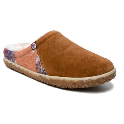Minnetonka Tahoe Faux Fur Lined Slipper In Brown Multi