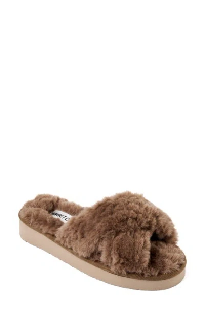 Minnetonka Teddy 3 Faux Fur Slipper In Animal Print