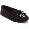 Minnetonka Thunderbird Soft Sole Slipper In Black