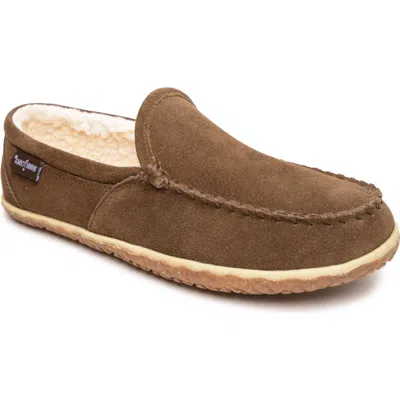 Minnetonka Tilden Faux Shearling Lined Slipper In Brown