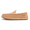 Minnetonka Tilden Moccasin Suede Slipper In Cinnamon In Beige