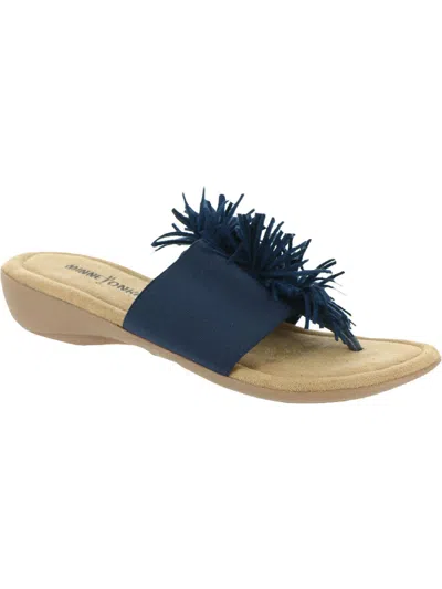 Minnetonka Tricia Womens Flip-flop Wedge Thong Sandals In Blue