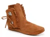 Minnetonka Two Button Softsole Boot Slipper In Brown