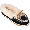 Minnetonka Ultimate Genuine Shearling Slipper In Black