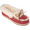 Minnetonka Ultimate Genuine Shearling Slipper In Red