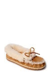 Minnetonka Ultimate Genuine Shearling Slipper In Tan