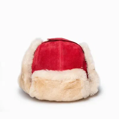 Minnetonka Unisex Sheepskin Bomber Hat In Red