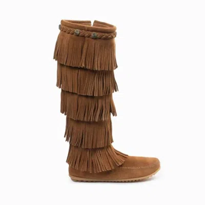 Minnetonka Women's 5-layer Fringe Boot In Dusty Brown