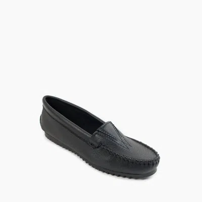 Minnetonka Women's Deerskin Gore Front Moccasin In Black