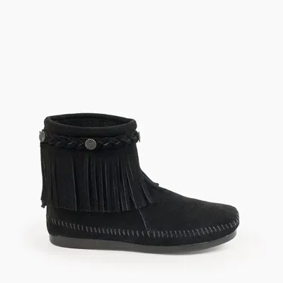 Minnetonka Women's High Top Back Zip Moccasin Boot In Black