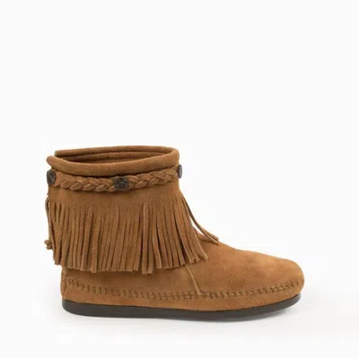 Minnetonka Women's High Top Back Zip Moccasin Boot In Taupe