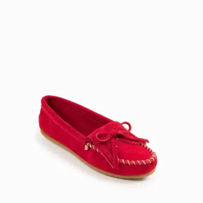 Minnetonka Women's Kilty Hardsole Moccasin Slip-on Shoes In Red