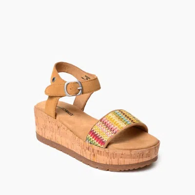 MINNETONKA WOMEN'S PATRICE WEDGE SANDALS IN TAN MULTI