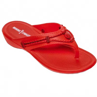 Minnetonka Women's Silverthorne Prism Flip Flops In Chili Pepper In Red