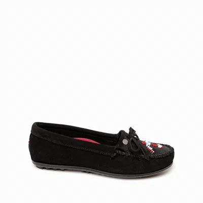 MINNETONKA WOMEN'S THUNDERBIRD MOCCASIN IN BLACK SUEDE