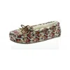 Minnetonka Womens Faux Fur Lined Polyester Moccasin Slippers In Beige