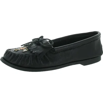 Minnetonka Womens Flats Slip On Moccasins In Black