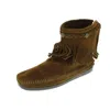 Minnetonka Fringed Moccasin Bootie In Multi
