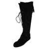 Minnetonka Womens Fringe Knee-high Moccasin Boots In Black