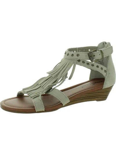 Minnetonka Womens Leather Gladiator Sandals In Grey