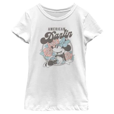 Minnie Mouse Kids' Girl's  American Darling Graphic T-shirt In White