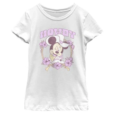 Minnie Mouse Kids' Girl's  Floral Howdy Graphic T-shirt In White