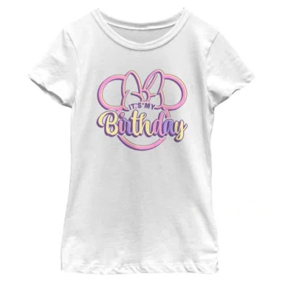 Minnie Mouse Kids' Girl's  It Is My Birthday Graphic T-shirt In White