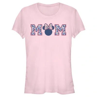 Minnie Mouse Junior's  Flower Bow Icon Mom Shape Graphic T-shirt In Pink