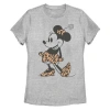 Minnie Mouse Leopard Outfit  Graphic T-shirt In Gray