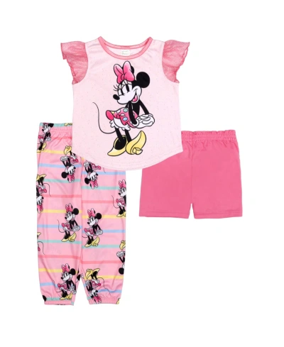 Minnie Mouse Kids' Toddler Girls Pajama, 3 Piece Set In Assorted