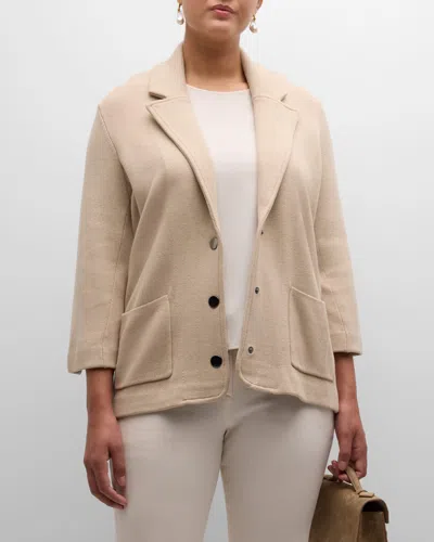 Minnie Rose Women's Cotton-blend Knit Single-breasted Blazer In Brown Sugar