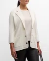 Minnie Rose 3/4-sleeve Cotton-blend Blazer In White