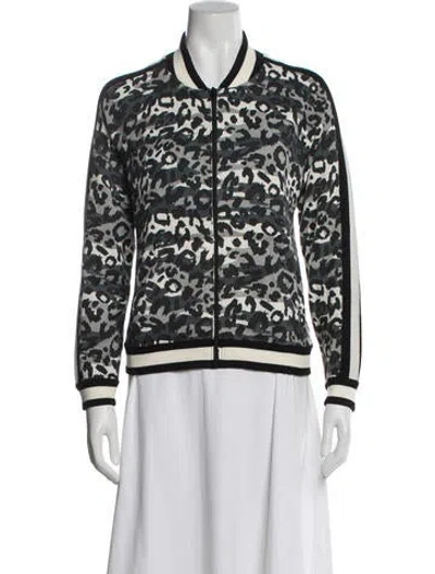 Pre-owned Minnie Rose Animal Print Bomber Jacket In Black
