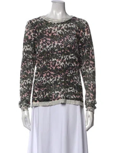Pre-owned Minnie Rose Animal Print Crew Neck Sweater In Grey