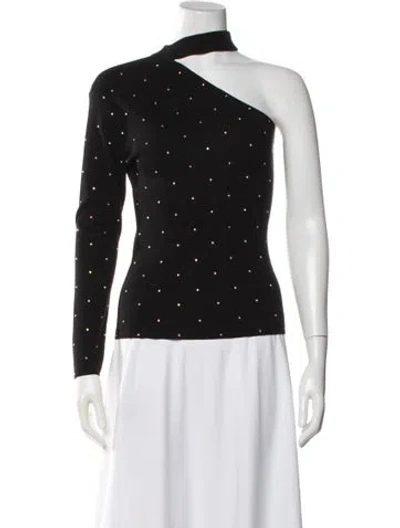Pre-owned Minnie Rose Asymmetrical Long Sleeve Top In Black