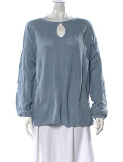 Pre-owned Minnie Rose Bateau Neckline Sweater In Blue