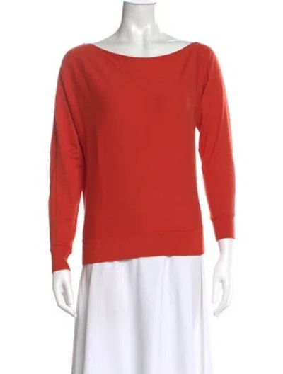Pre-owned Minnie Rose Bateau Neckline Sweater In Orange