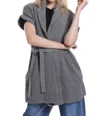 Minnie Rose Belted Cardigan In Grey Shadow In Multi