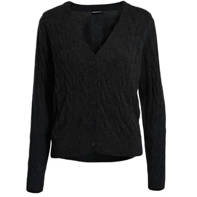 Minnie Rose Cable Knit Cardigan In Black