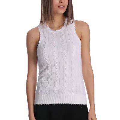 Minnie Rose Cable Tank Top In White