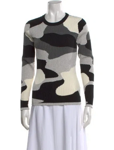 Pre-owned Minnie Rose Camouflage Print Crew Neck Sweater In Black