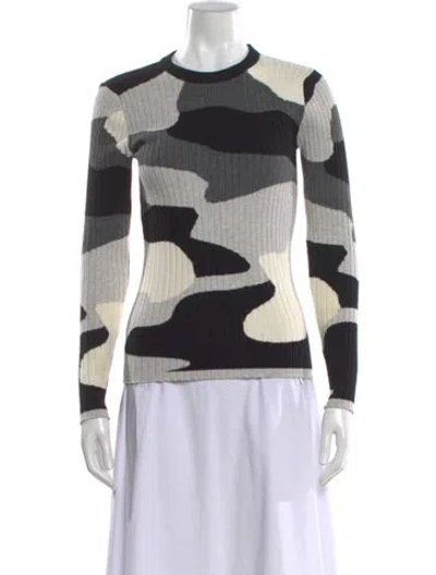 Pre-owned Minnie Rose Camouflage Print Crew Neck Sweater In Black