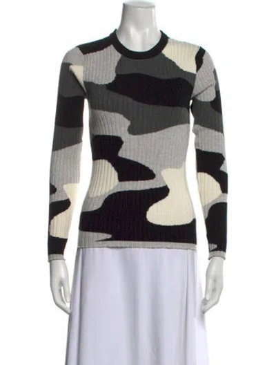 Pre-owned Minnie Rose Camouflage Print Crew Neck Sweater In Black