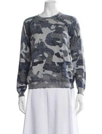 Pre-owned Minnie Rose Camouflage Print Crew Neck Sweater In Blue